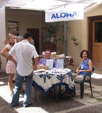 Members of the Aloha Team welcome visitors and members to worship