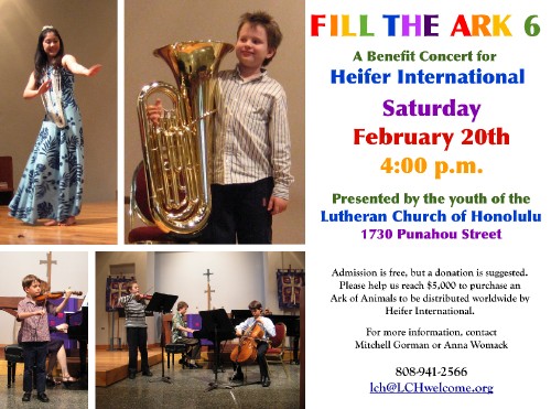 Children's Benefit Concert for Heifer International Feb. 20 at 4:00 PM