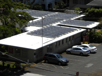 The photovoltaic panels on the LCH roof