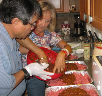 Jimmy and Peggy making meat loaf for the Wounded Warriors