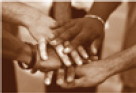 Photo showing many hands of different colors
