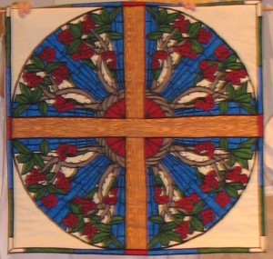 appliqué version of the rose window near the Font