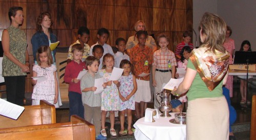 The children sang to open worship