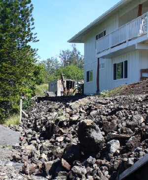 Damage to the retaining wall at the Sapp home in Kona.