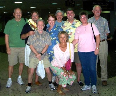 Pastor Jeff poses with LCH members at the airport