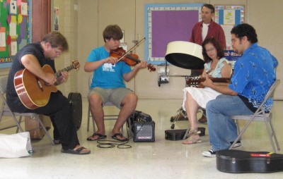 A variety of people and instruments joined to sing the blues