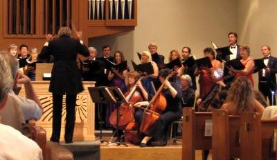 Orchestra and chorus in the final movement of the Bach cantata