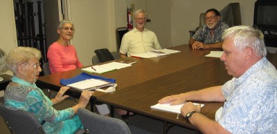 Members of Writers' Workshop discussing each other's work