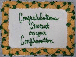 Celebratory cake for Crescent’s confirmation