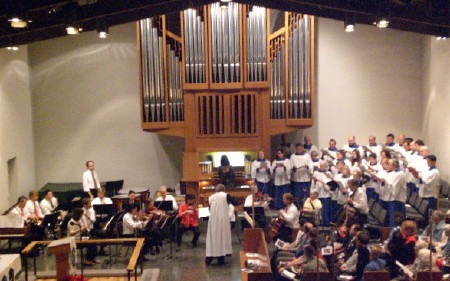 Choir and orchestra performing the cantata