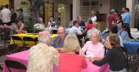Social hour in the courtyard
