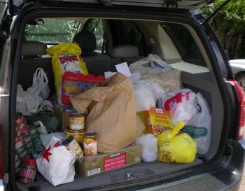 Pastor Jeff Lilley’s vehicle full of items for the Angel Network
