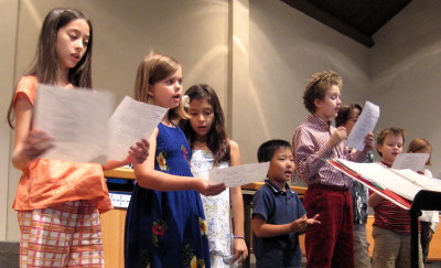 Some of the children sing the Jesse Tree chorus