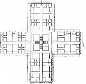 Architectural drawing of the proposed guest house—top view
