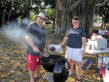 Pastor Jeff at the grill for Pau Hana Friday