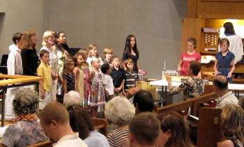 The F.R.O.G.S singing as part of the service on Children’s Sabbath