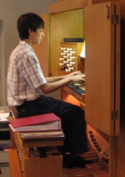 Young organist Joey F. provided much of the music for the service