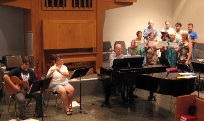 The 8:00 Ensemble leads the music at our early worship service