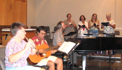 The 8:00 Ensemble leads the music at our early worship service