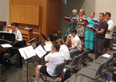 The 8:00 Ensemble leads the music at our early worship service