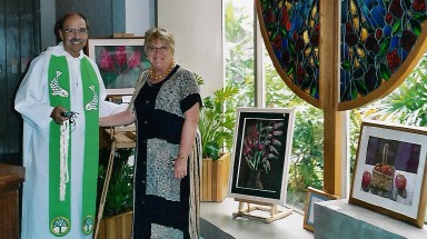 Judy Boutá displayed several of her pastels.