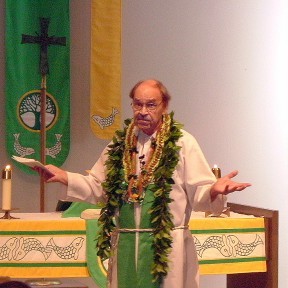 Pastor Fritz preaching.