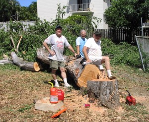 The LCH lumberjacks show off their handiwork.