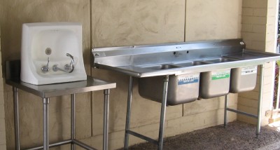 Some of the sinks and counters purchased for the renovation of the kitchen