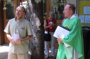 Jim Sullivan thanking everyone before the rededication prayer