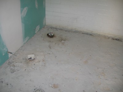 The rest room floors have been taken down a little to prepare for the new tile. The rest room floors have been taken down a little to prepare for the new tile.