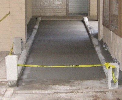 The concrete for the ramp has been poured. The concrete for the ramp has been poured.