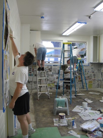 The painting crew hard at work. The painting crew hard at work.