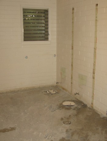 The women’s rest room during renovations