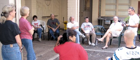 Jim Sullivan explains the work to be done and gives safety instructions.