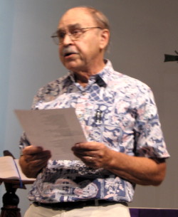 Pastor Fritz Fritschel reading his original poem
