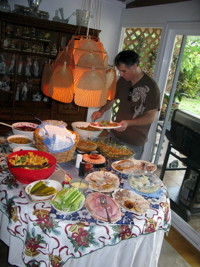 A table full of food for the Wounded Warriors