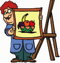 artist with easel graphic