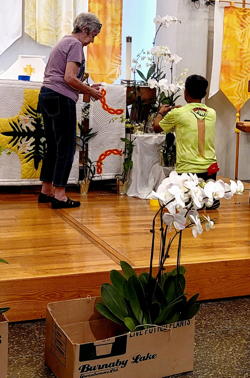 Preparing the altar area for Easter