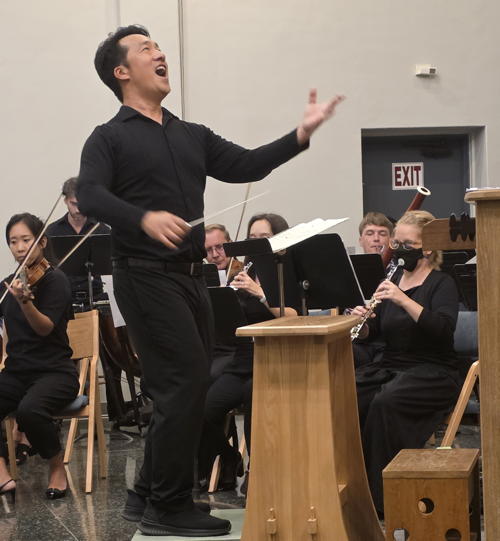 Keane Ishii conducting with heart and fire at our Bach to Hymns First Mondays Concert!