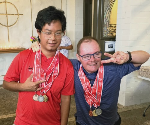 DJ Kidani and Ethan Street with their medals