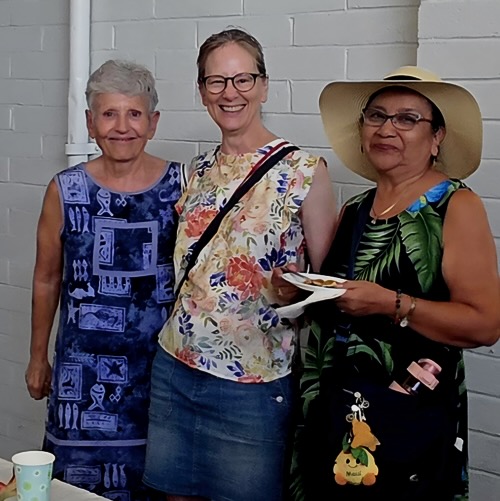 Cindy, Peggy, and Alma outside Isenberg on Sunday.