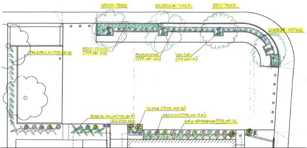 Landscaping plan for the back parking lot