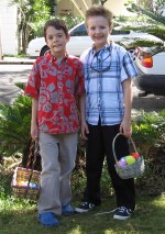 Two boys with their Easter baskets
