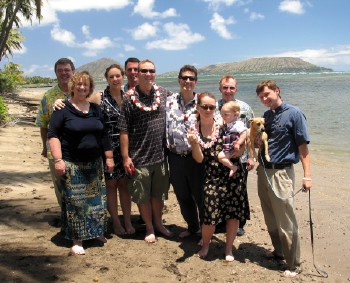 Family and friends following the baptism