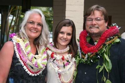 Big smiles from wife Jean, daughter Meghann, and Pastor jeff Lilley on the day of the installation.