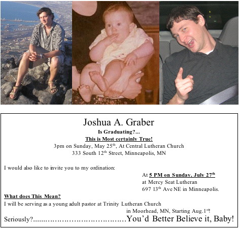Pictures of Josh and graduation announcement
