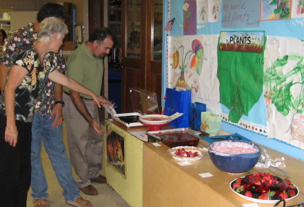 Checking out entries in the Red Jello Contest.