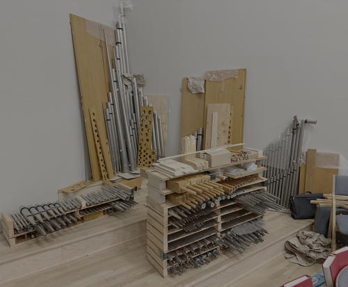 organ pipes removed for cleaning