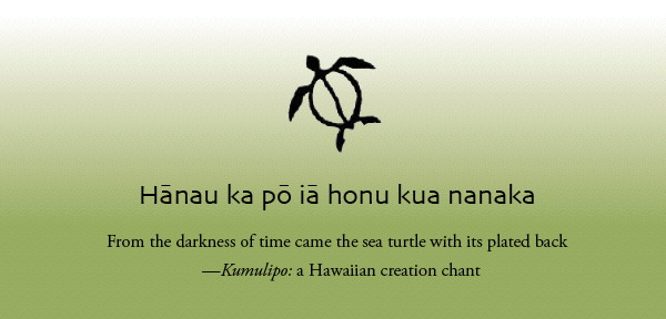 Campaign Logo: Honu (turtle) with Hawaiian quotation