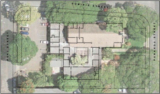 LCH campus plan superimposed on aerial photo